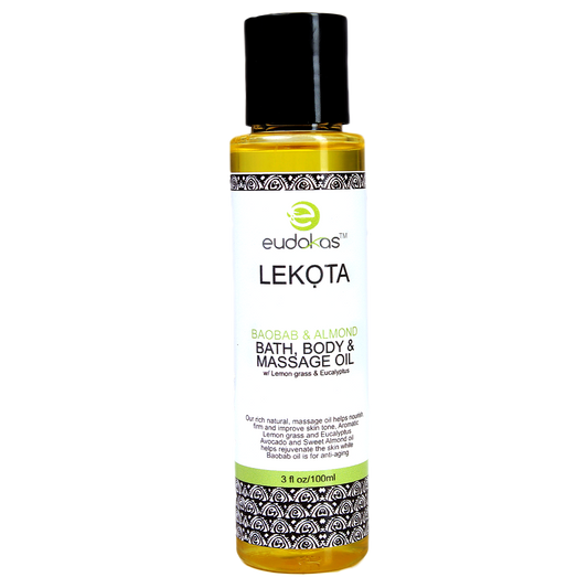 Eudokas Lekọta Baobab & Almond Bath, Body & Massage Oil w/ Lemon grass oil